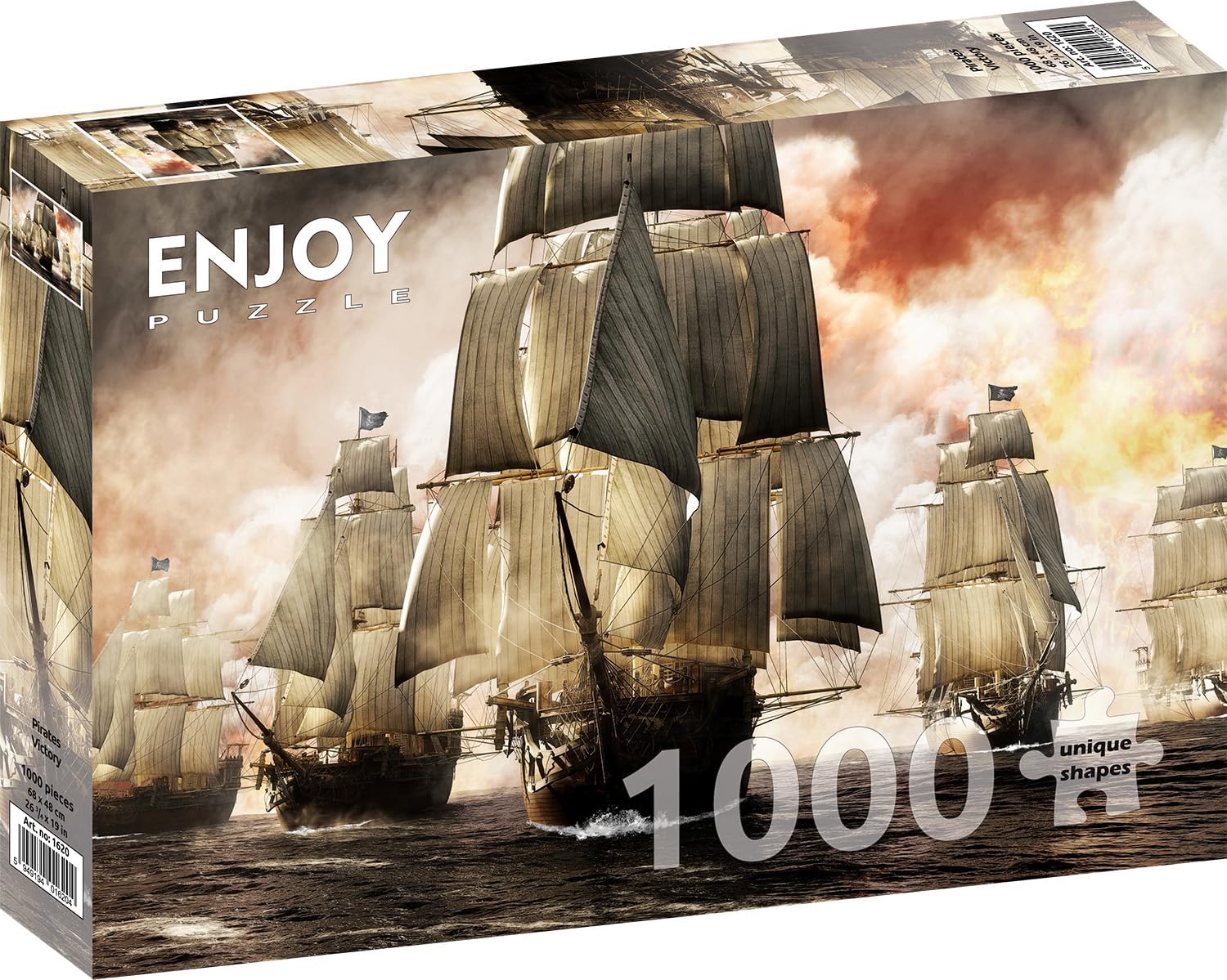 1000 Pieces Jigsaw Puzzle for Adults – Matte Finish, Soft Touch, Easy to Assemble, Tight Fit, Vivid Colors, Missing Pieces Service – Sailing Sea Ships of Victorious Pirates – by ENJOY Puzzle