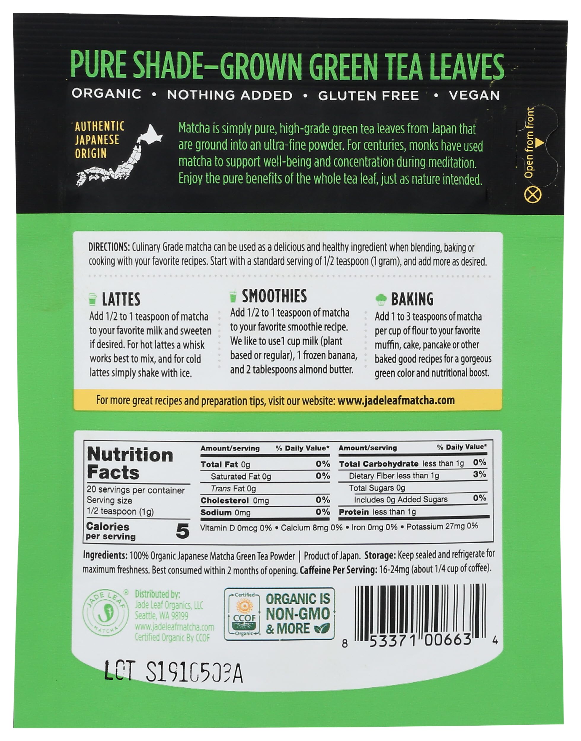 Jade Leaf Matcha Organic Japanese Matcha 20 Gr — view 2