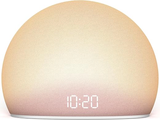 HOUSBAY Sunrise Alarm Clock, White Noise Sound Machine for Bedroom | Natural Wake-Up Light with Gentle Alarm Sounds, 20 Soothing Sleep Aids, Dimmable Display, Screen-Free Design - Pink
