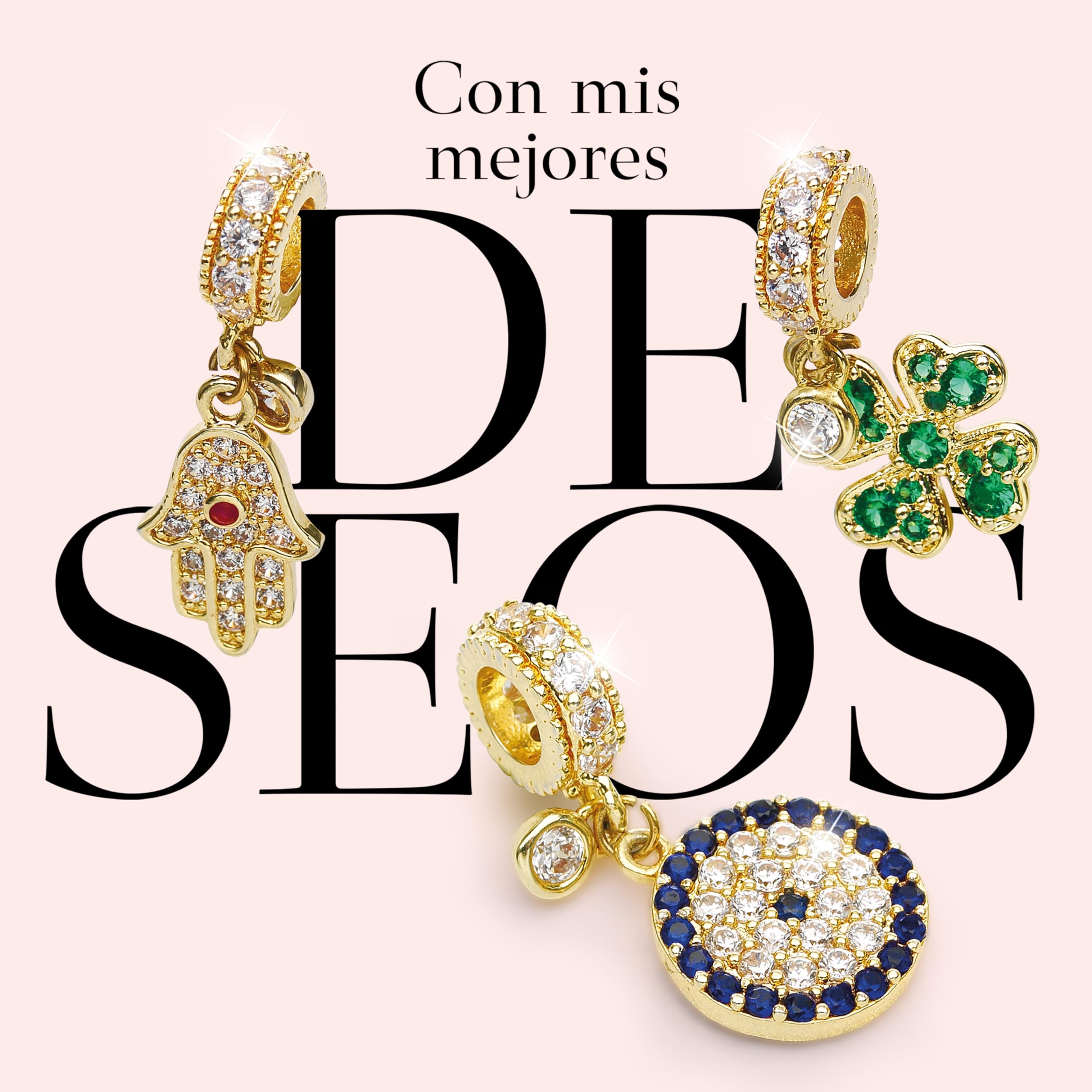 GALERIA DEL COLECCIONISTA Pulsera ARMONÍA para Mujer. Pulsera Personalizable con 12 Charms Intercambiables. Baño en Oro de 1ª Ley con Cristales, Rubí, Esmeraldas y Zafiro. Regalo Elegante