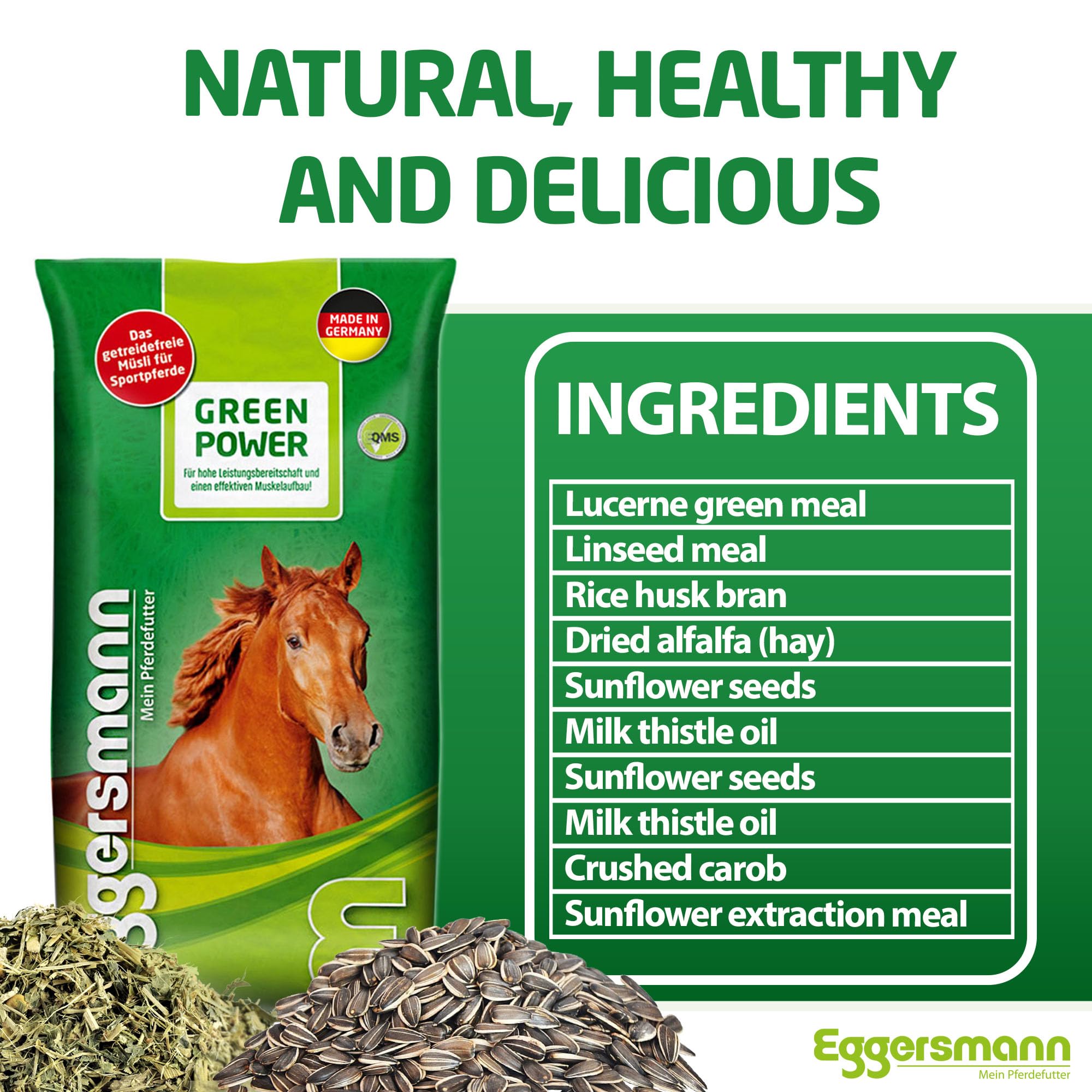 Eggersmann Green Power Nourriture naturelle pour chevaux sans céréales Pour performance en entraînement et compétition