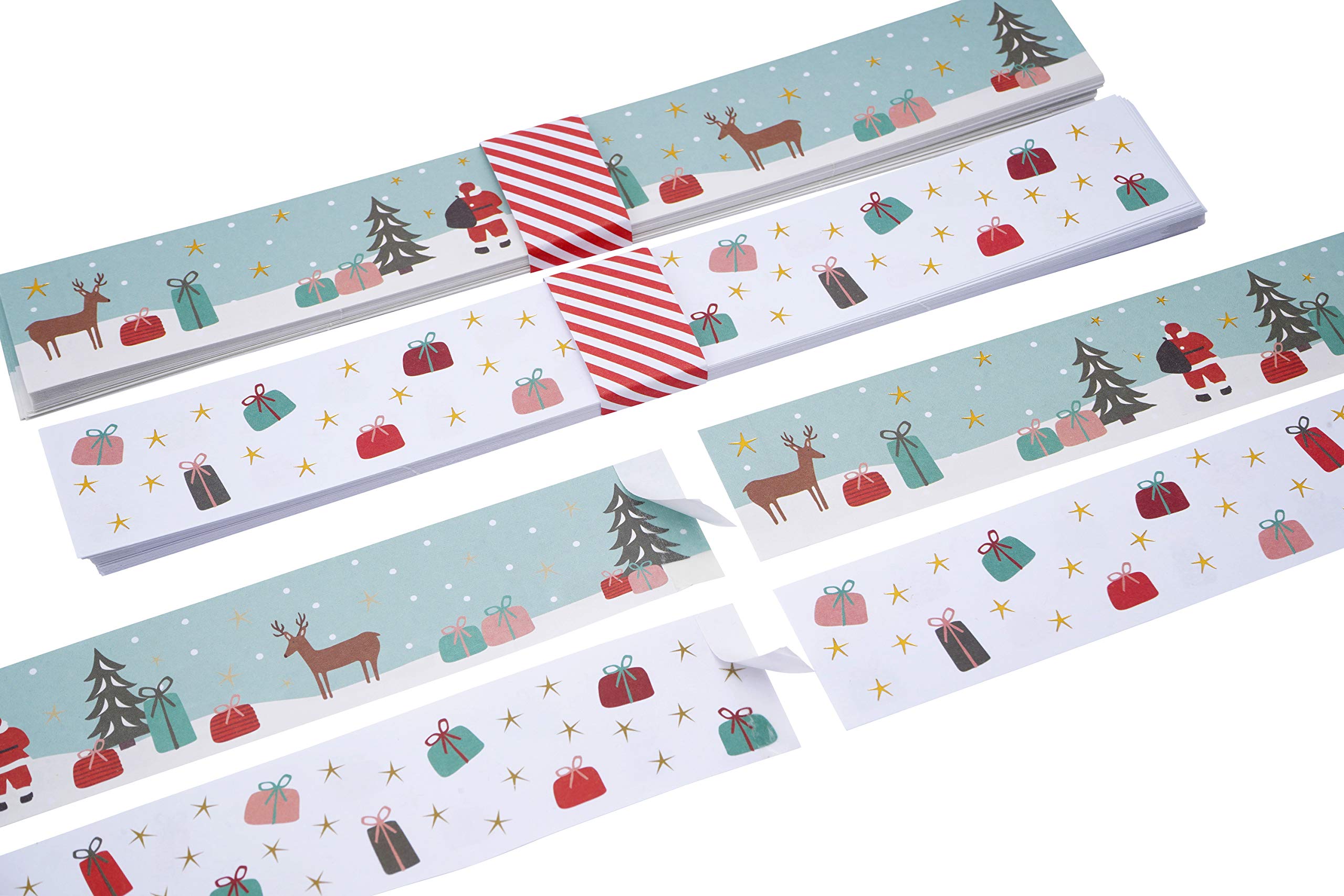 Weihnachtsdekoration GB05488 Geschenke, mit goldfarbenen Details, 5 m, selbstklebende Retro-Papierketten, Girlande, Weihnachtsdekoration, Heimaktivität, Basteln, 100 Stück
