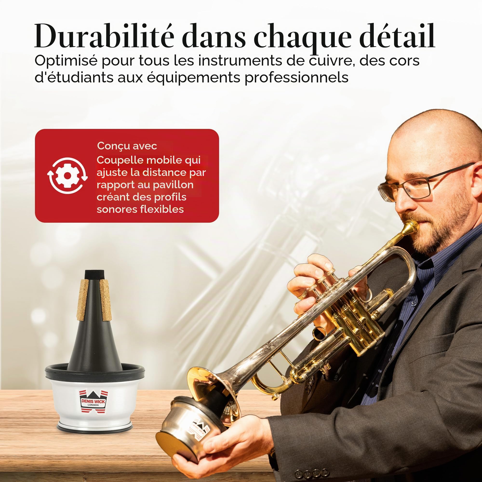 Denis Wick - 5531 - Sourd Trompette Bol Accord Alum Noir/Argenté