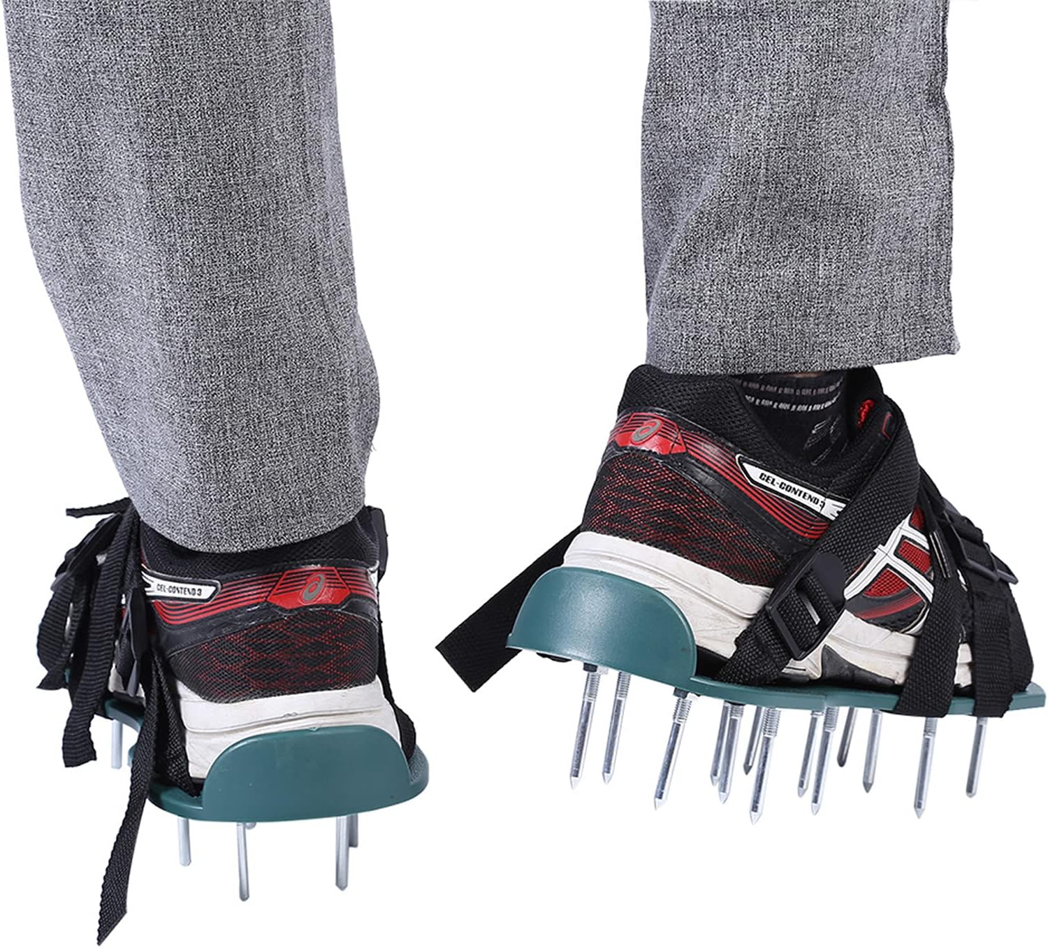 GOTOTOP Lawn Aerator Shoes for Grass, Lawn Aerator Sandals Grass Spiked Shoes with Plastic Buckle Soil Yard Aerator Tool for Aerating Patio Garden, 30x13cm (4 Straps)