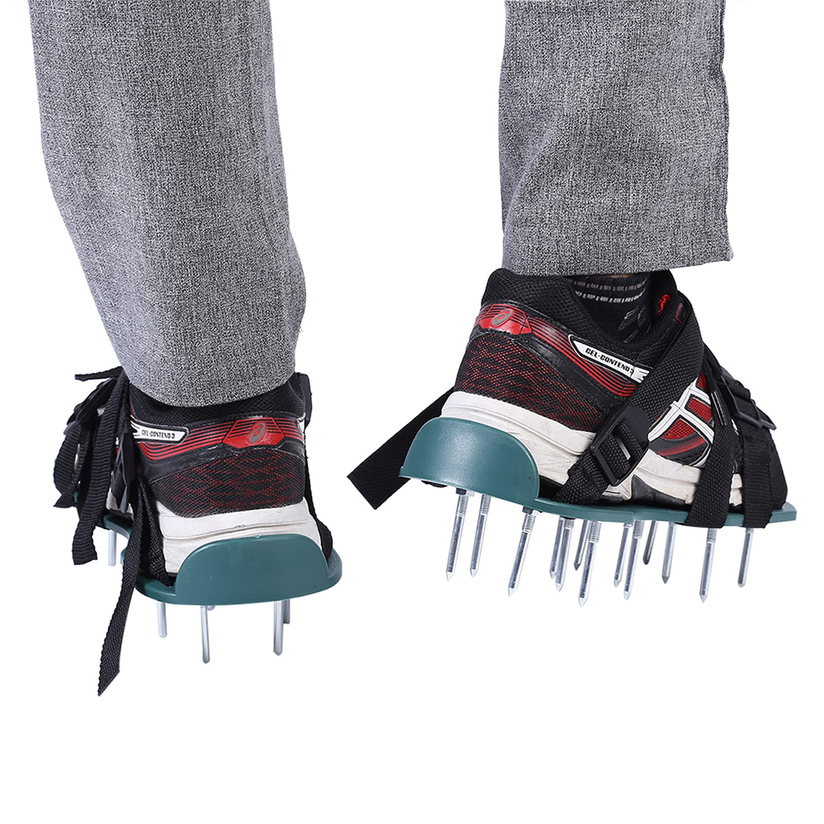 Buty do Aeracji Trawnika Buty z Kolcami Ogrodowe Buty do Aeracji Trawy 1 para Sandałów do Aeracji Trawnika z klamrą, Regulowanym Paskiem Buty z Kolcami do Trawy, otwierają twardą