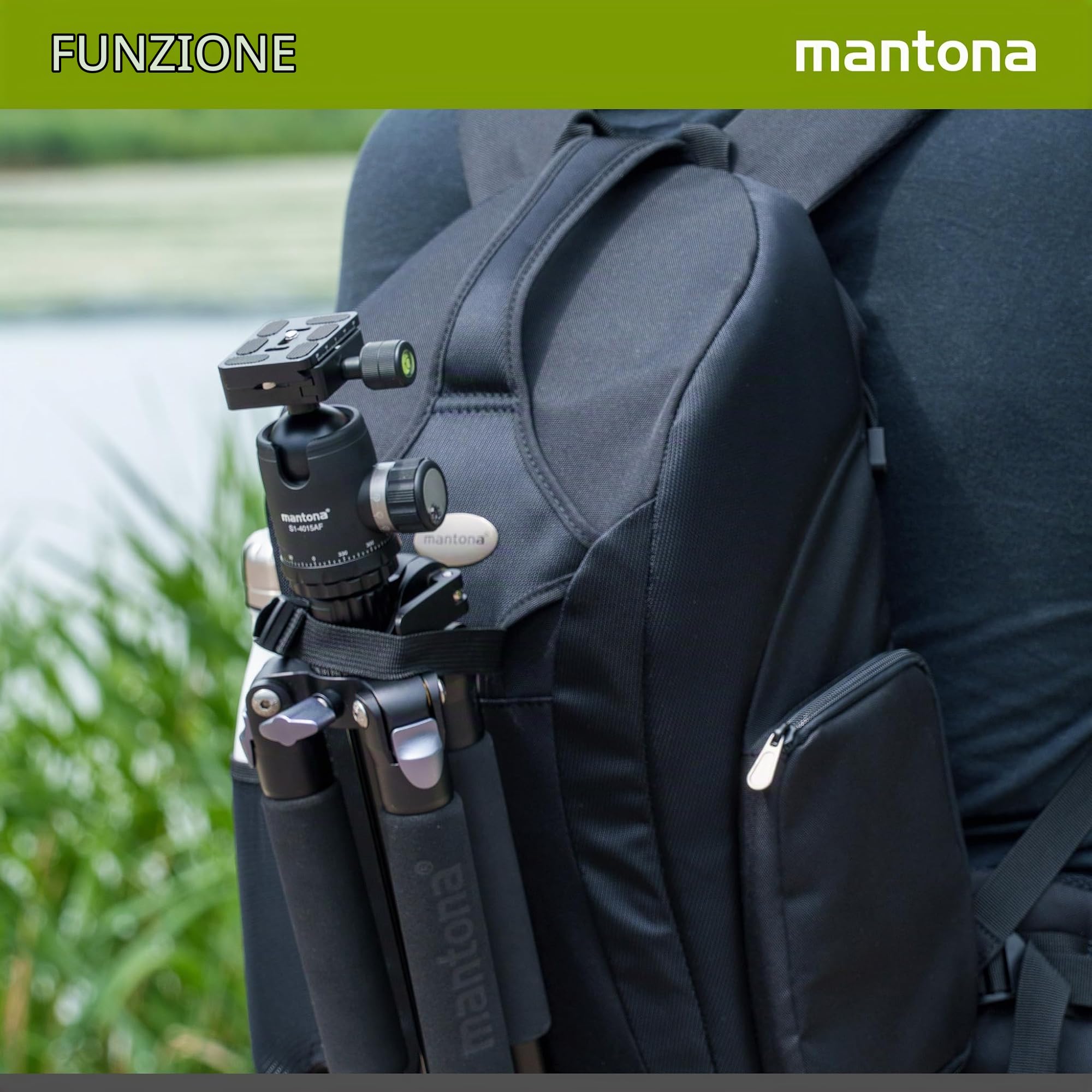 Mantona Trekking Fotorucksack – DSLR Kamerarucksack Kameratasche mit Regenschutz, 17947, Schwarz