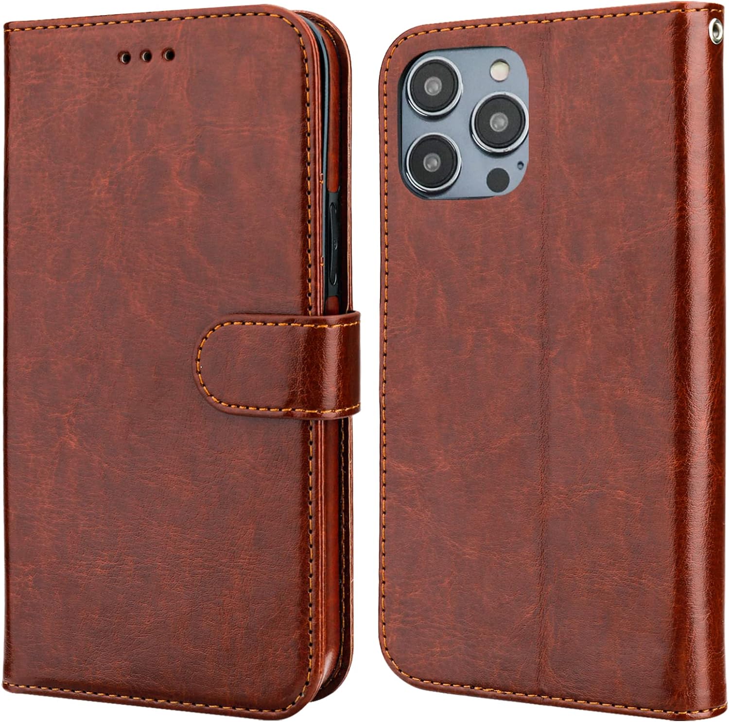 Bocasal Detachable Wallet Case for iPhone 14 Pro Max RFID Blocking Card Slots Holder Premium PU Leather Magnetic Kickstand Shockproof Wrist Strap Removable Flip Protective Cover 5G 6.7 inch (Brown) - Image 3