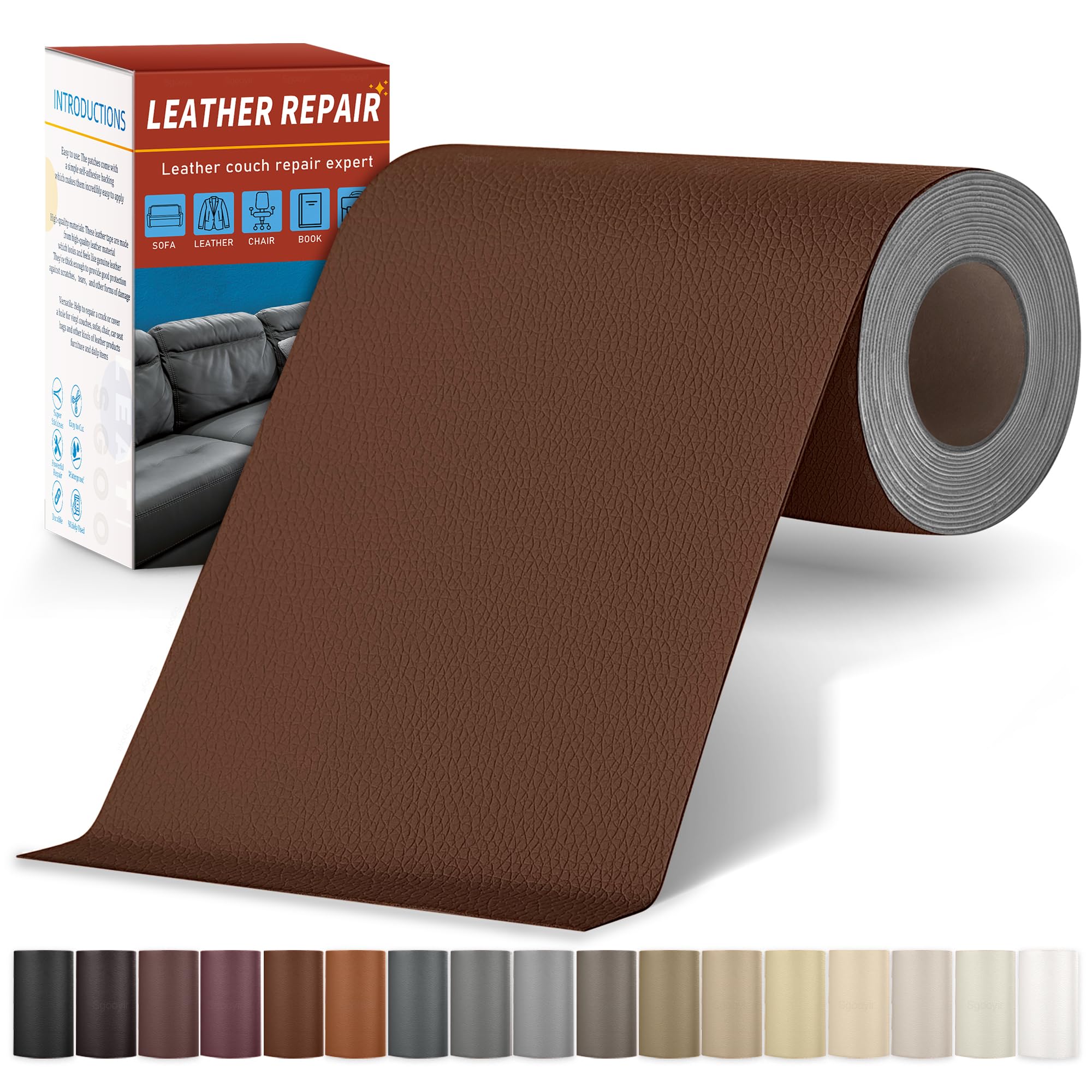 Sgooyir Leder Reparatur Set, Kunstleder Selbstklebend, Kunstleder Reparaturset Flicken Selbstklebend Patch für Autositze, Sofa, Jacken, couch, MöbelV
