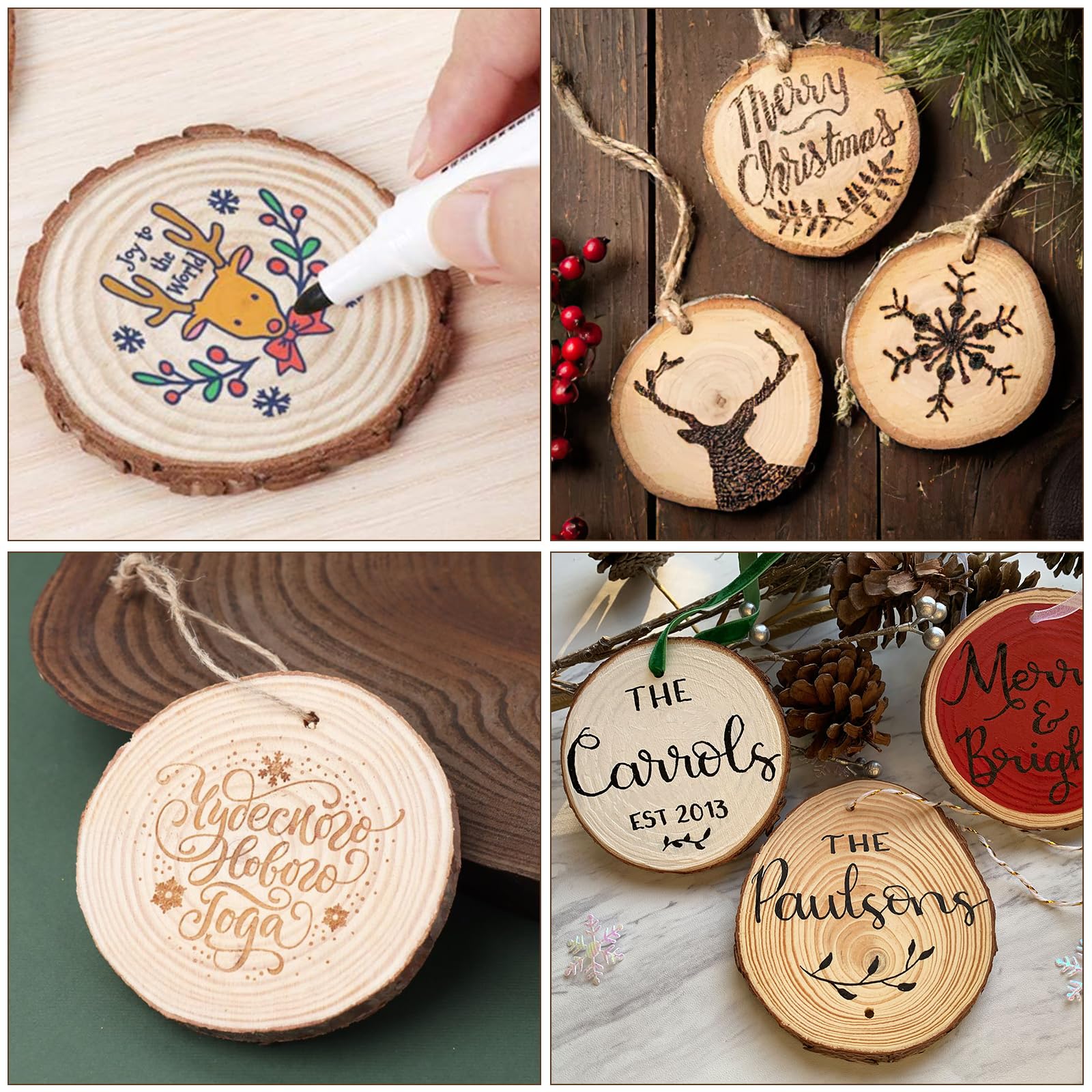 Dachiy 18 Pcs Rondin De Bois Deco 8-10cm De Diametre Sans Trou, Dessous