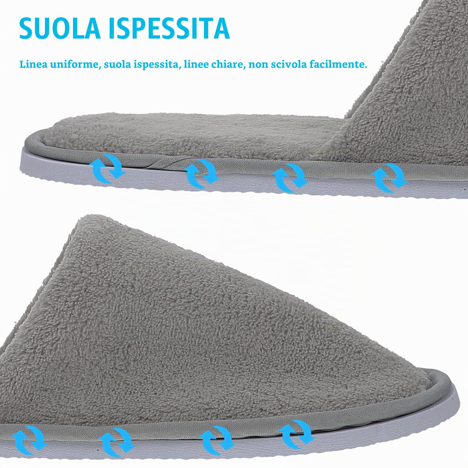 Artibetter 6 Paia di Pantofole Usa E Getta Antiscivolo Pantofole Spa Usa E Getta Pantofole da Casa Usa E Getta Pantofole in Pile Corallo Punta Chiusa per Hotel Casa Uso Degli Ospiti