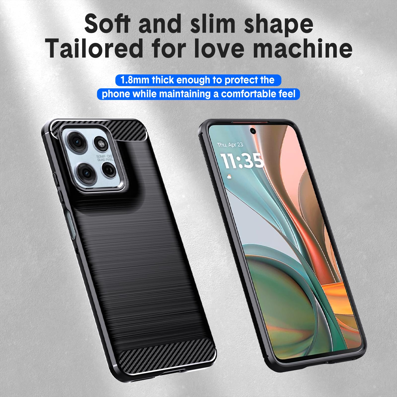 Natbok Case Cover for Motorola Moto G75 6.78 Inch 5 g, Carbon Fibre Soft Silicone TPU Cover, Anti-Scratch, Anti-Slip - Image 2