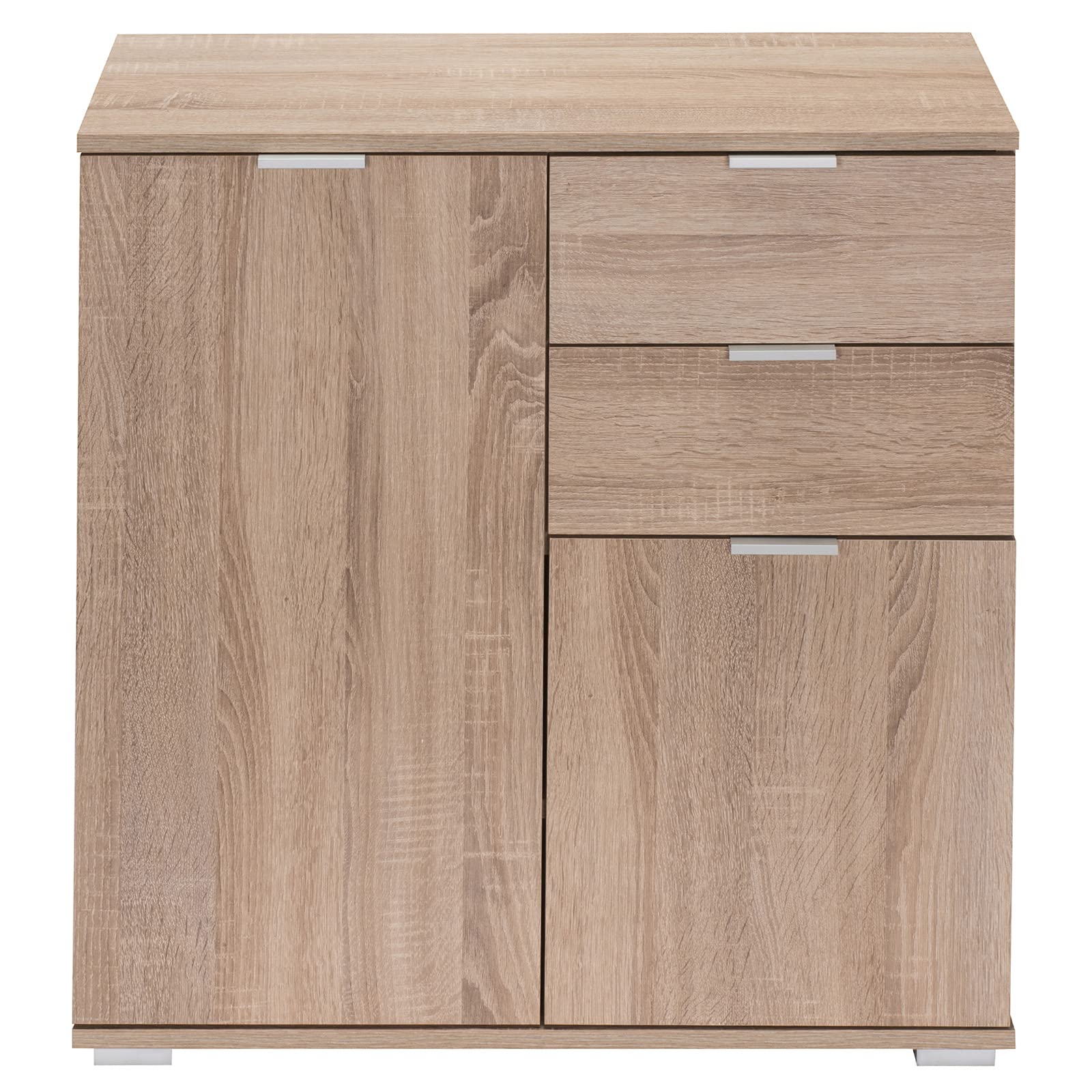 Casaria® Cassettiera Alba 2 Cassetti 2 Ante 71x74x35 cm Mobile Comò Entrata Credenza Effetto Legno Mobiletto Ingresso