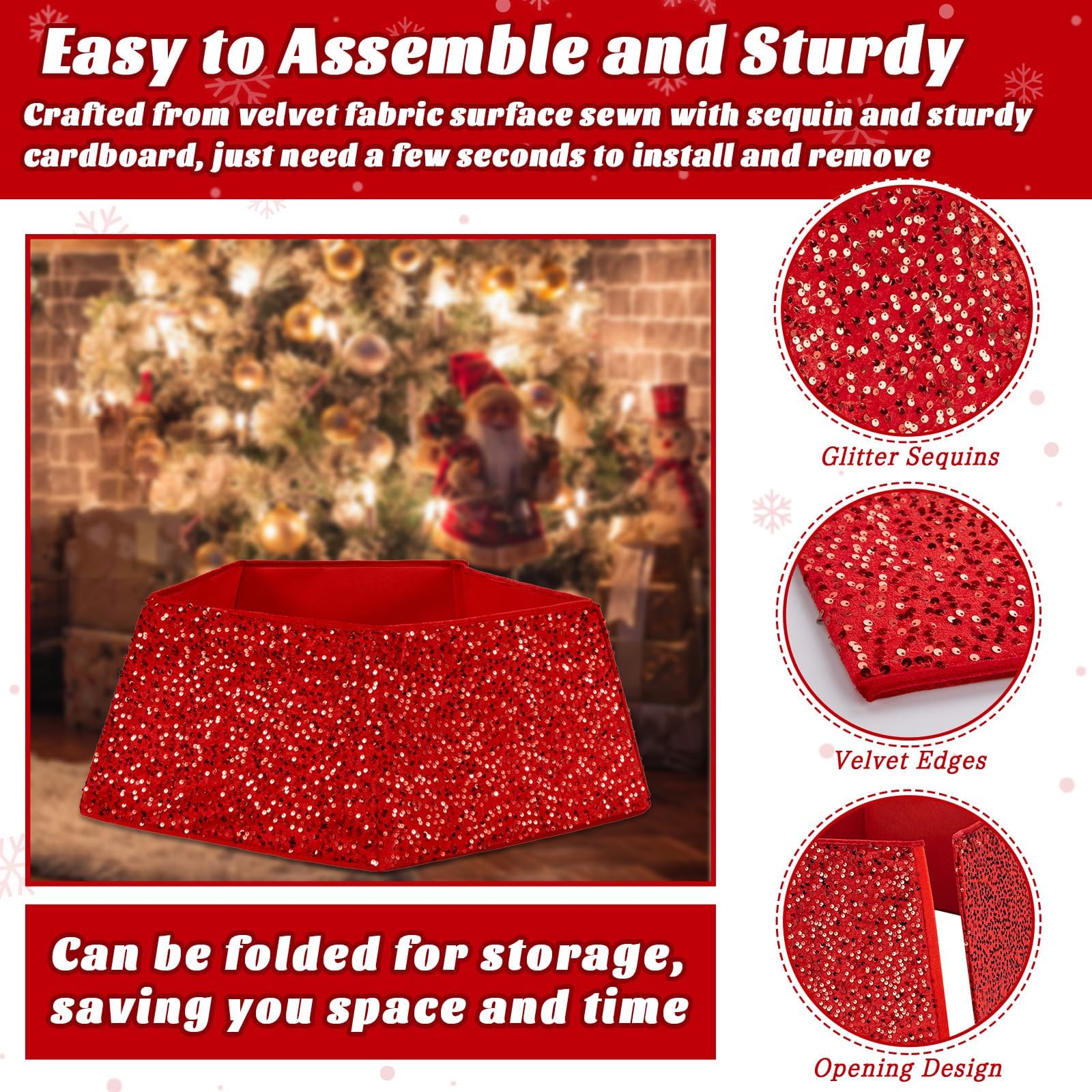 Gonna per albero di Natale lavorata a maglia da 200 pezzi: gonna per albero di Natale bordeaux da 122 cm, stile country, decorazione natalizia | Leroy Merlin
