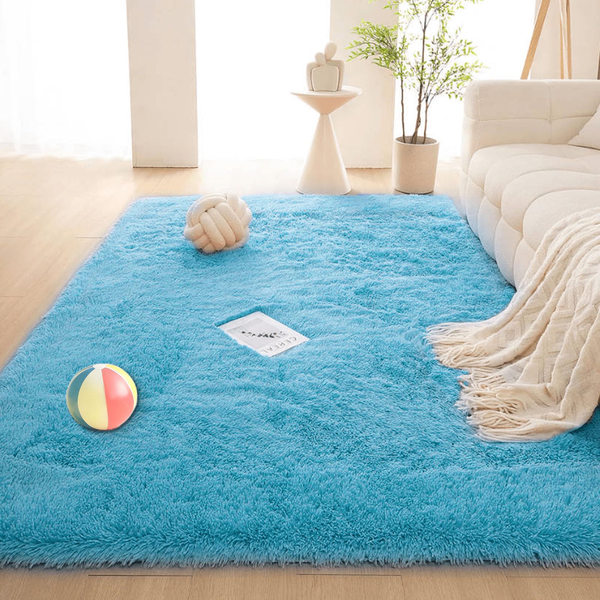 ZHIQXUE Low Pile Area Rug 280 x 380 cm Touch Thick Rugs for Bedroom Anti Slip Luxury for Bedroom, Dining Room, Entryway, Blue