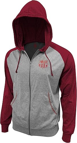 Icon Sports Chaqueta con capucha de fútbol  Sudadera con capucha oficial para hombre, ligera, con logotipo del equipo de fútbol, cremallera