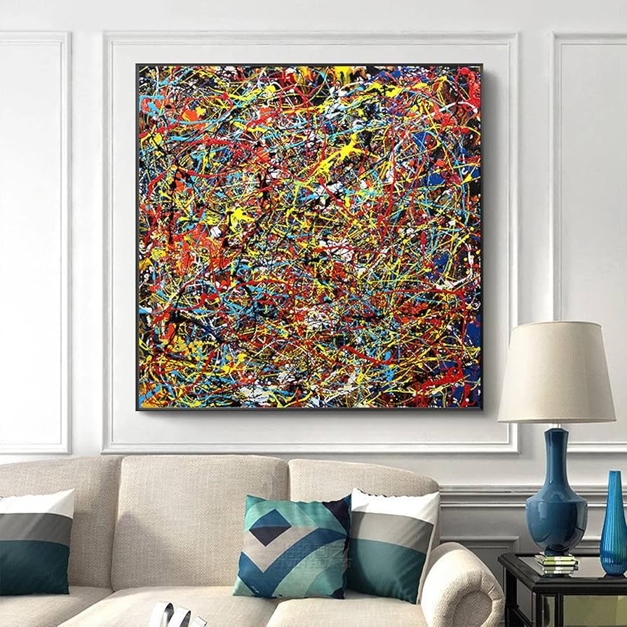 壁掛けポップアート/イラスト／絵 画／インテリアアート Amazon｜ポップアートホームデコレーション抽象線カラフルジャクソン