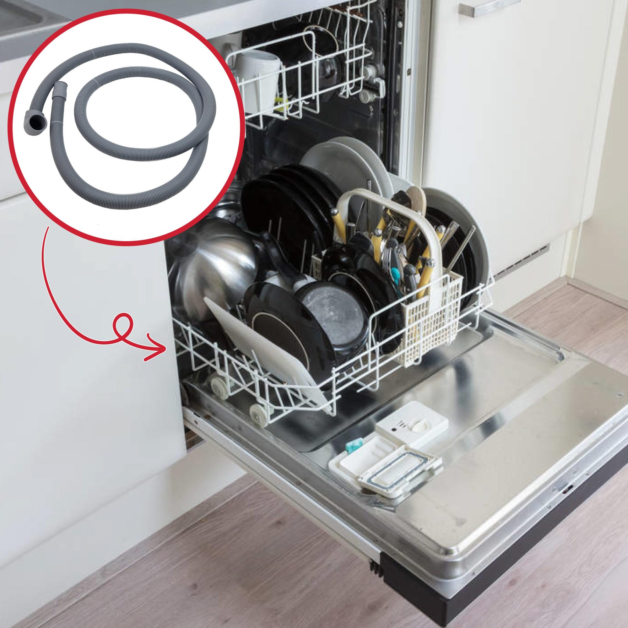 INDESIT Tubo Di Scarico Per Lavastoviglie 30mm - Lunghezza 1,8m - Ricambio Originale Per Modelli IDL557S.FR2