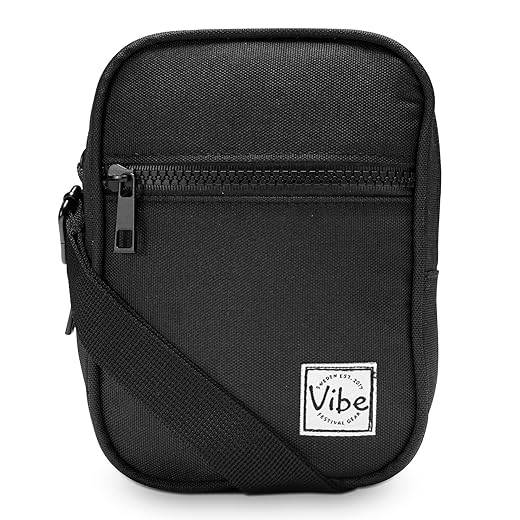 Vibe Festival Gear Crossbody Sling Bag for Women 4in1 from Recycled Polyester Belt Bag Backpack Fanny Pack Purse - Black