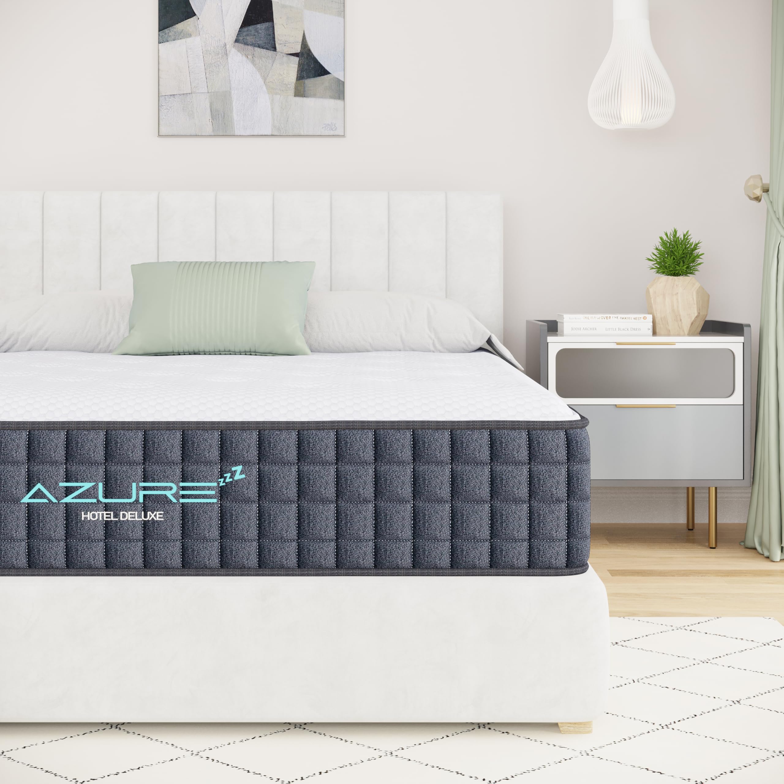 Azure 4FT6 Double Mattress, 10 Inch Memory Foam Hybrid Medium Firm Orthopedic Support with 7-Zone Pocket Springs, Motion Isolation, Pressure Relief, Skin-friendly Oeko-tex Fabric. 135x190x25cm