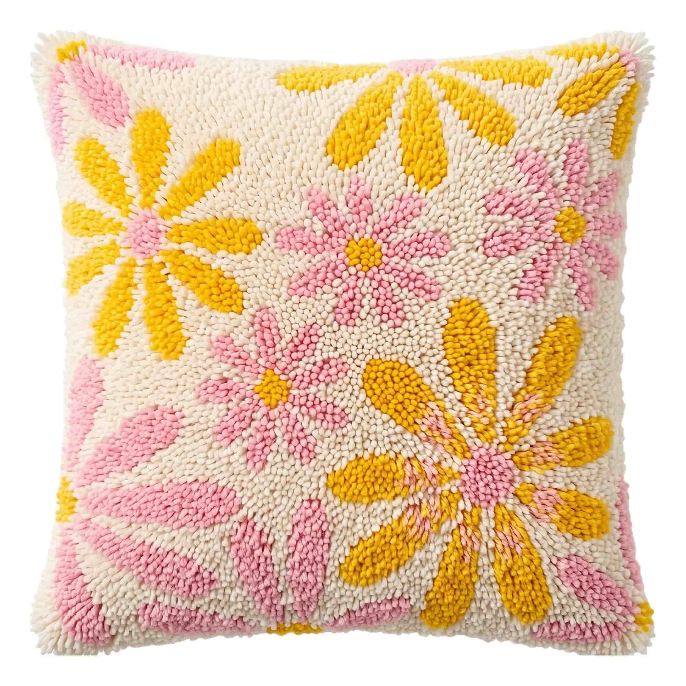AxiangziK Latch Hook DIY Pillow Kit,Boho Botanical Cushion Cover 43X43Cm