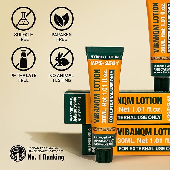 VIBANQUENTMANKA Lotion Korean Moisturizer for Acne-Prone Skin, Barrier & Wrinkle Care with PDRN, Centella Asiatica & Salmon Extract, 30 mL / 1.01 fl. oz.