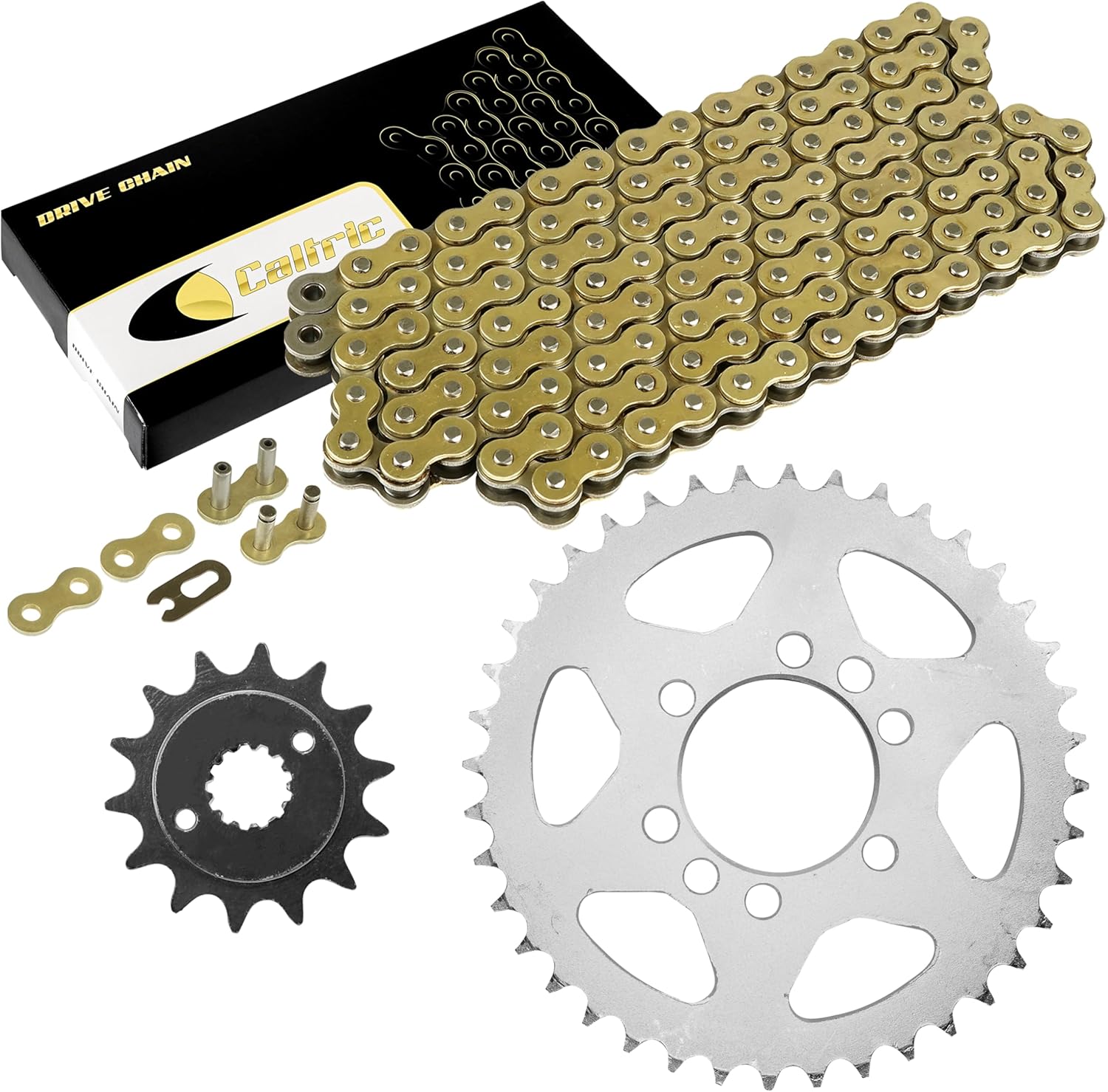 Caltric Drive Chain and Sprockets Kit compatible with Kawasaki KFX400 KSF400A 2003 2004 2005 2006