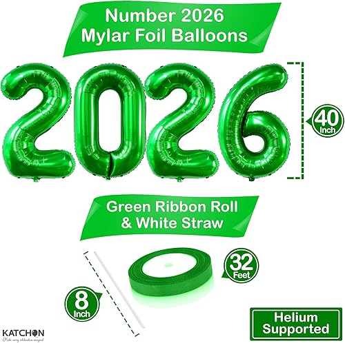 Miniatura 2 de KatchOn, Globos verdes de graduación 2025, enormes, 42 pulgadas, globos verdes 2025, decoraciones de graduación, globos de clase de 2025, números de