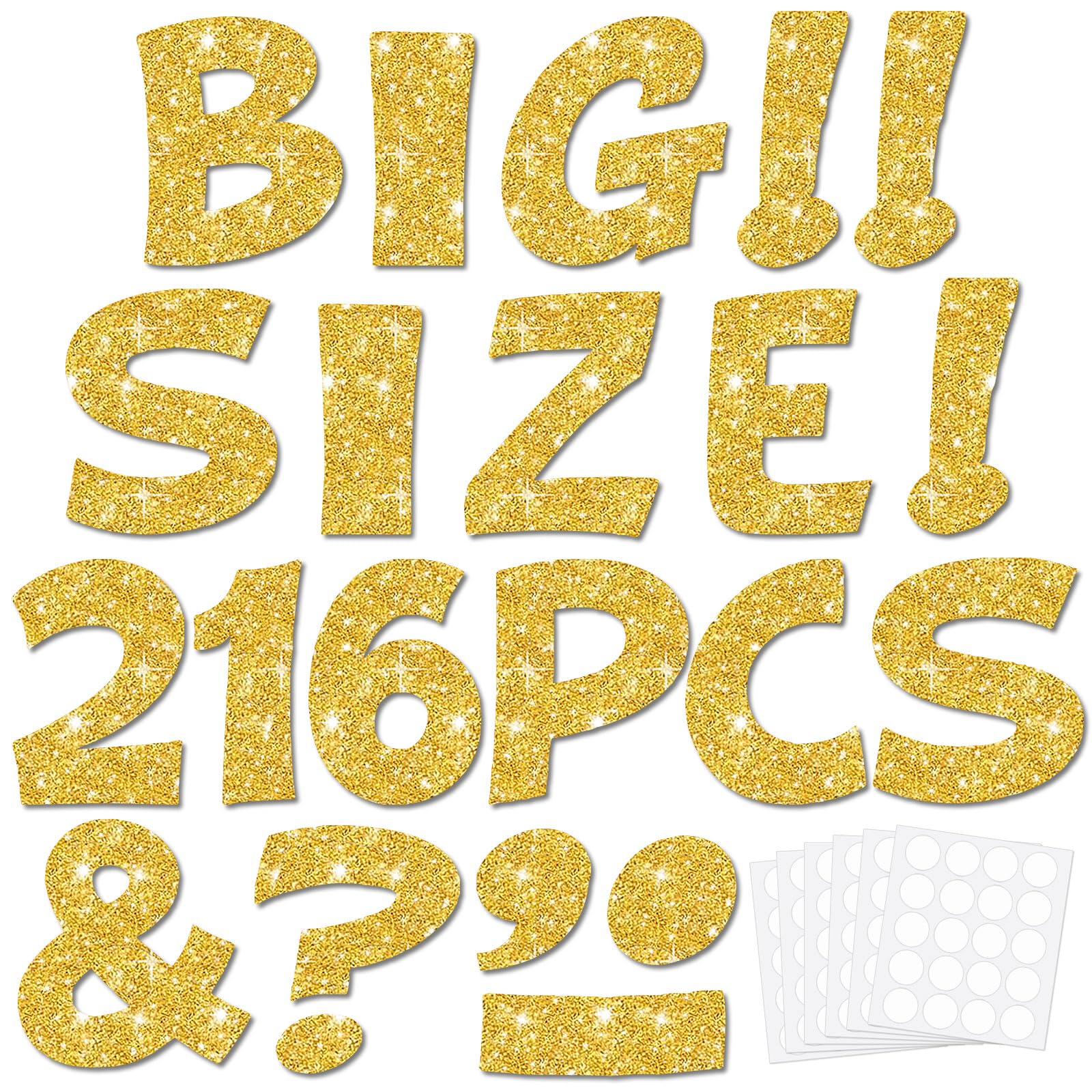 Colarr 216 Pcs 7 Inch Bulletin Board Letters Large for Classroom, Gold