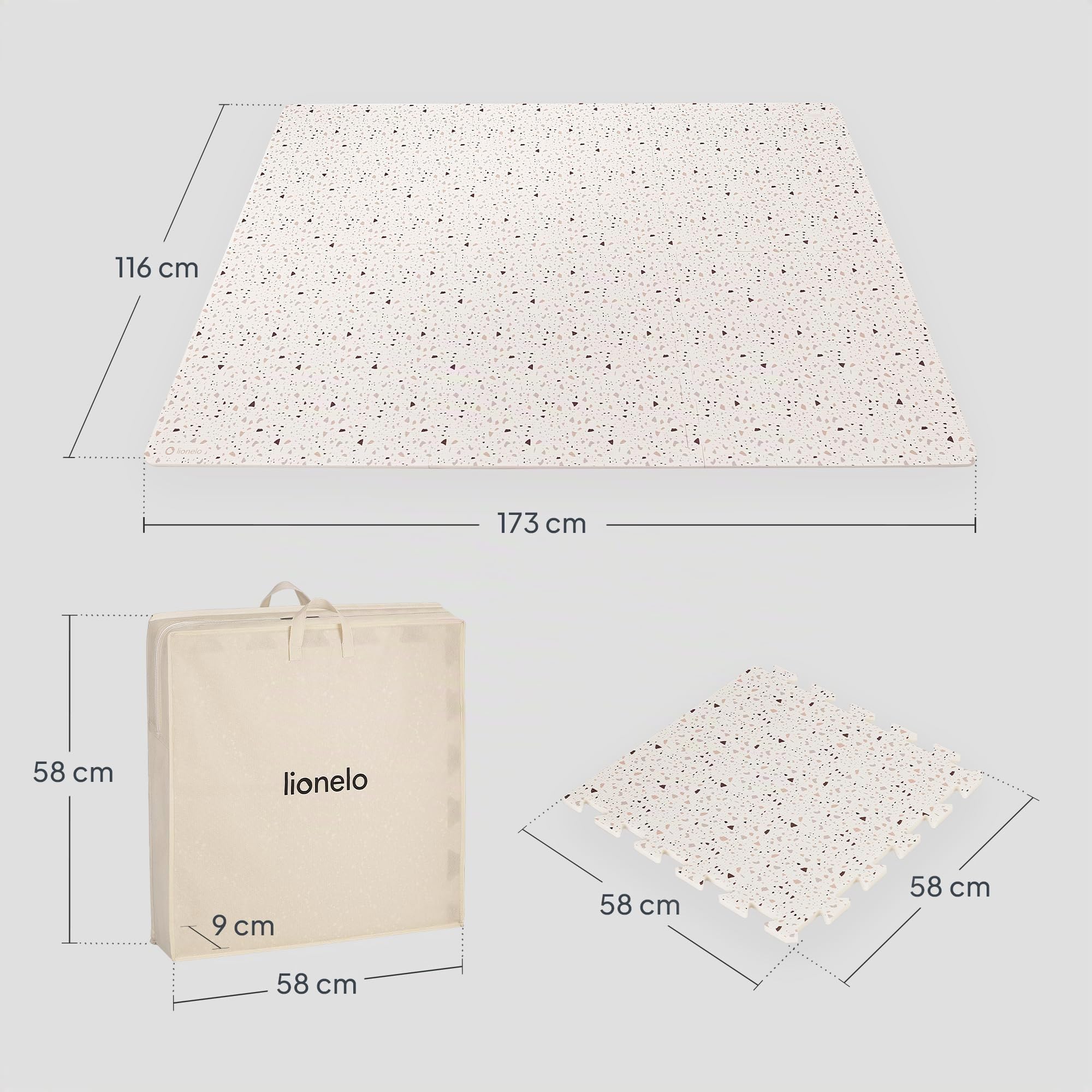 Lionelo YOKA Alfombra niños Puzzle de 6 Piezas para Gatear Doble Cara No tóxica Inodora Antideslizante Fácil de Limpiar 173 x 116 x 1,5 cm