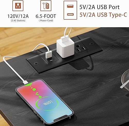 Miniatura 4 de Mesa auxiliar para sala de estar con estación de carga, juego de 2 mesas laterales estrechas con luces LED, mesita de noche pequeñas con cajones y