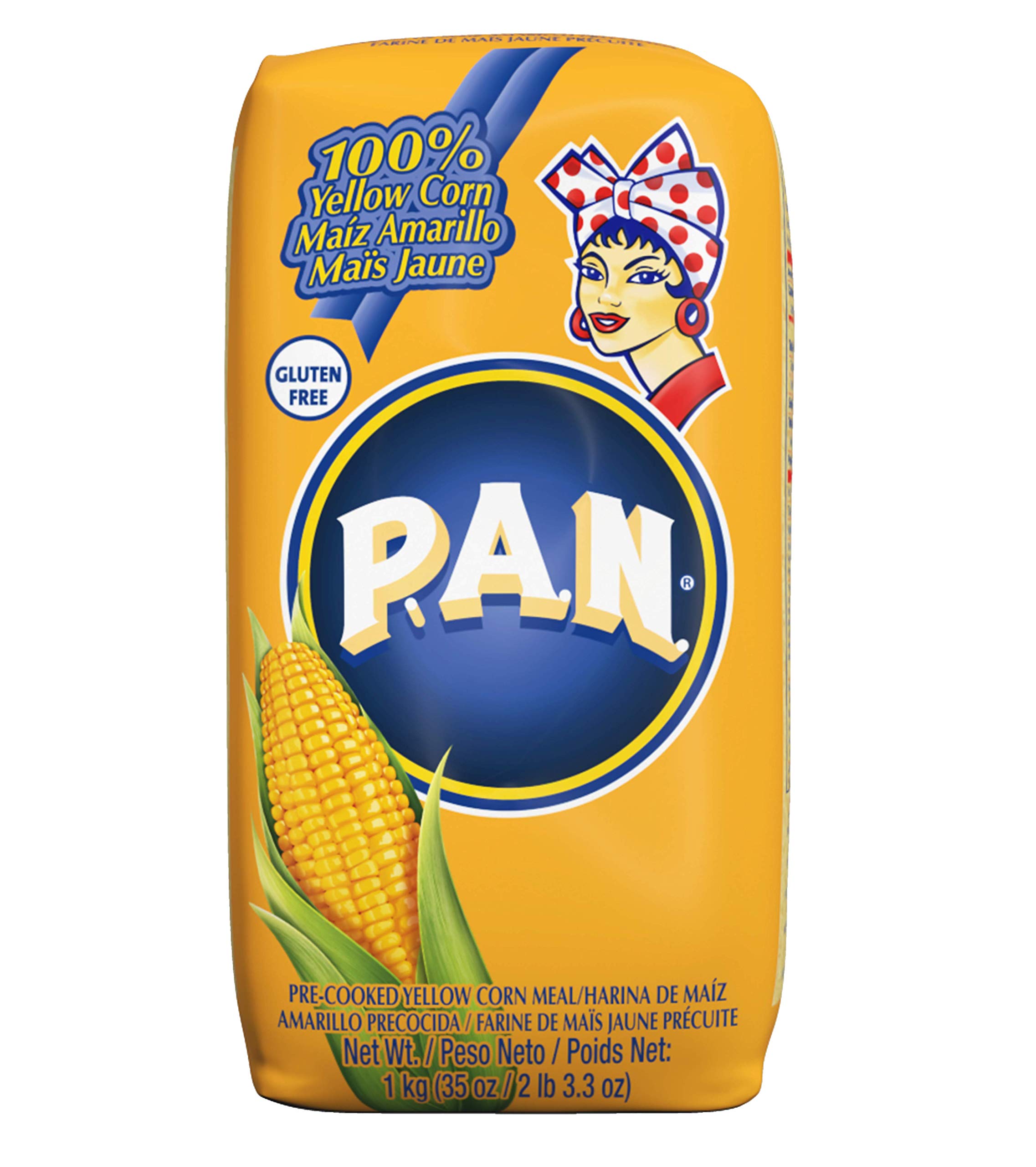 P A N Yellow Corn Meal Pre cooked Gluten Free And K B0124JH4KS