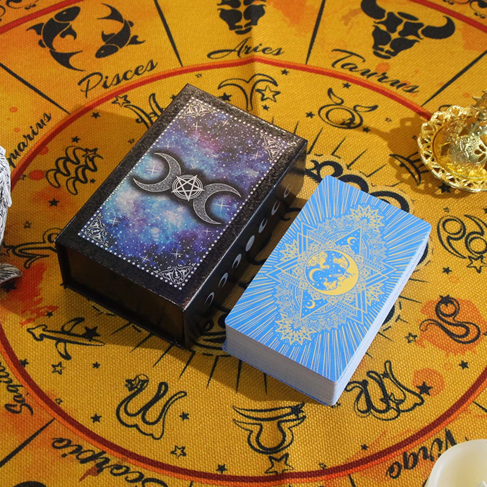 Jeu de cartes de tarot for débutants, jeu de cartes de tarot, cartes de tarot avec guide for débutants, imperméable en PVC holographique 78 jeux de tarot classiques, jeu de divination, outil de divina