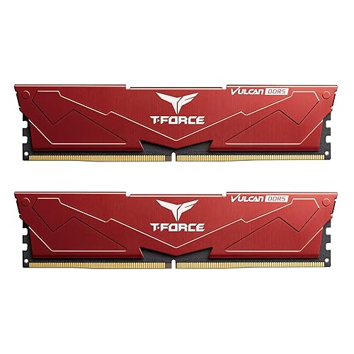 TEAMGROUP T-Force Vulcan DDR5 32GB (2x16GB) 6000MHz (PC5-48000) CL38 Intel XMP 3.0 & AMD Expo Compatible Desktop Memory Module Ram Red FLRD532G6000HC38ADC01 - 32GB(2x16GB) - DDR5 6000MHz 38-38-38-78 - Red