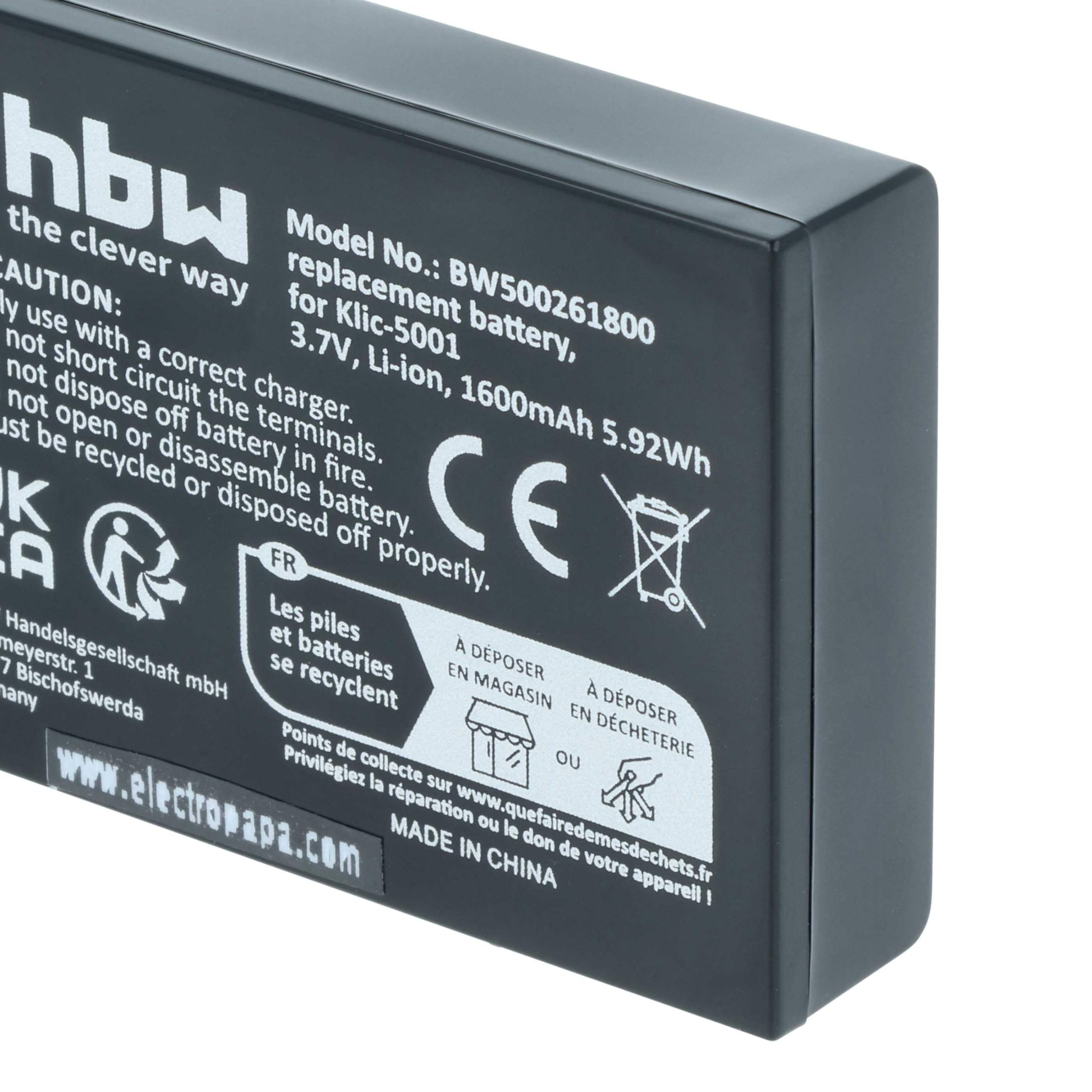 vhbw batteria compatibile con Kodak EasyShare P712, P850, P880, DX7440, DX7590, Z730, DX7630, DX3600, DX6490 fotocamera (1600mAh, 3,6V, Li-Ion