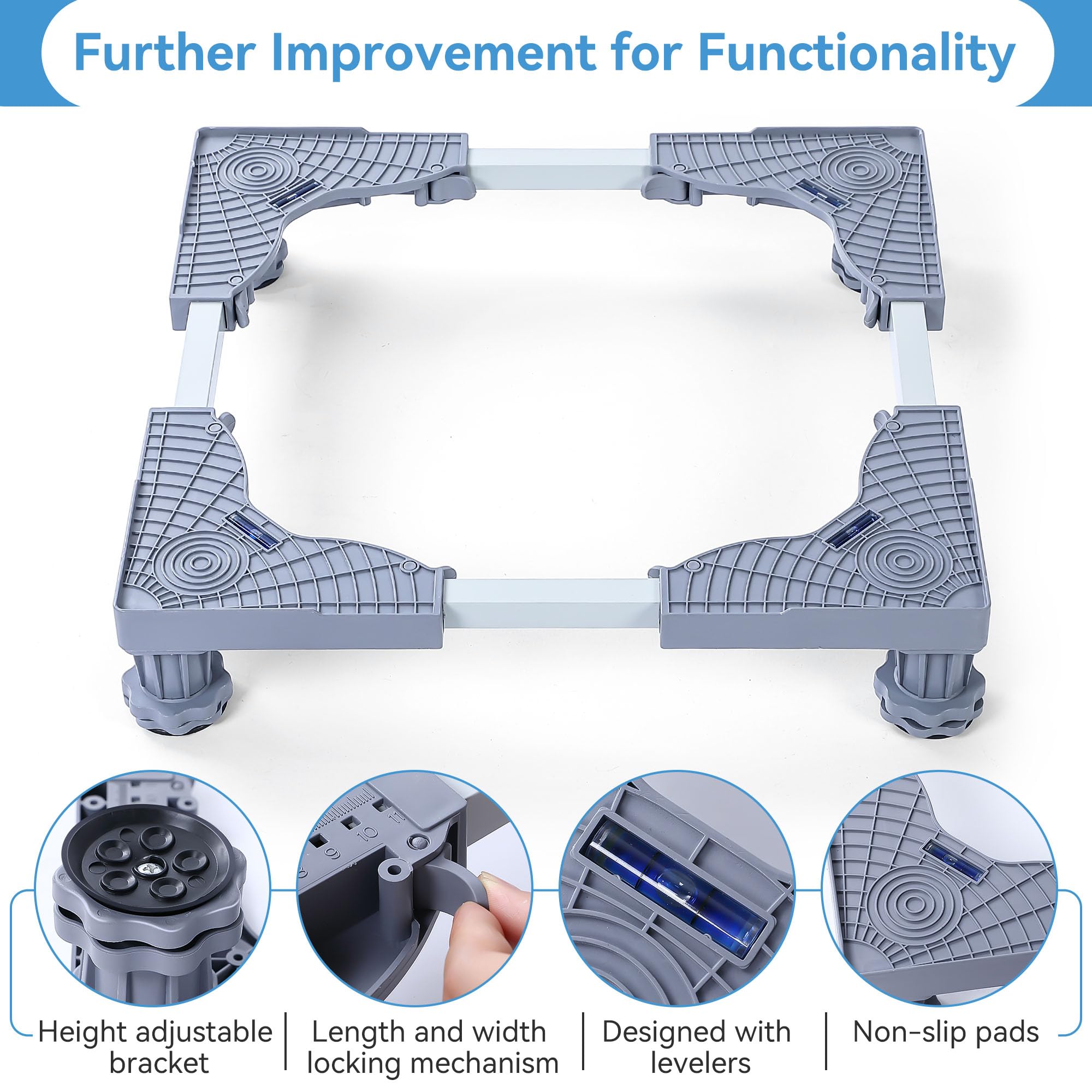 Fridge Freezer Riser Heavy Duty Appliance Riser Aazon.co: Ini Fridge Stand With Silicone ...