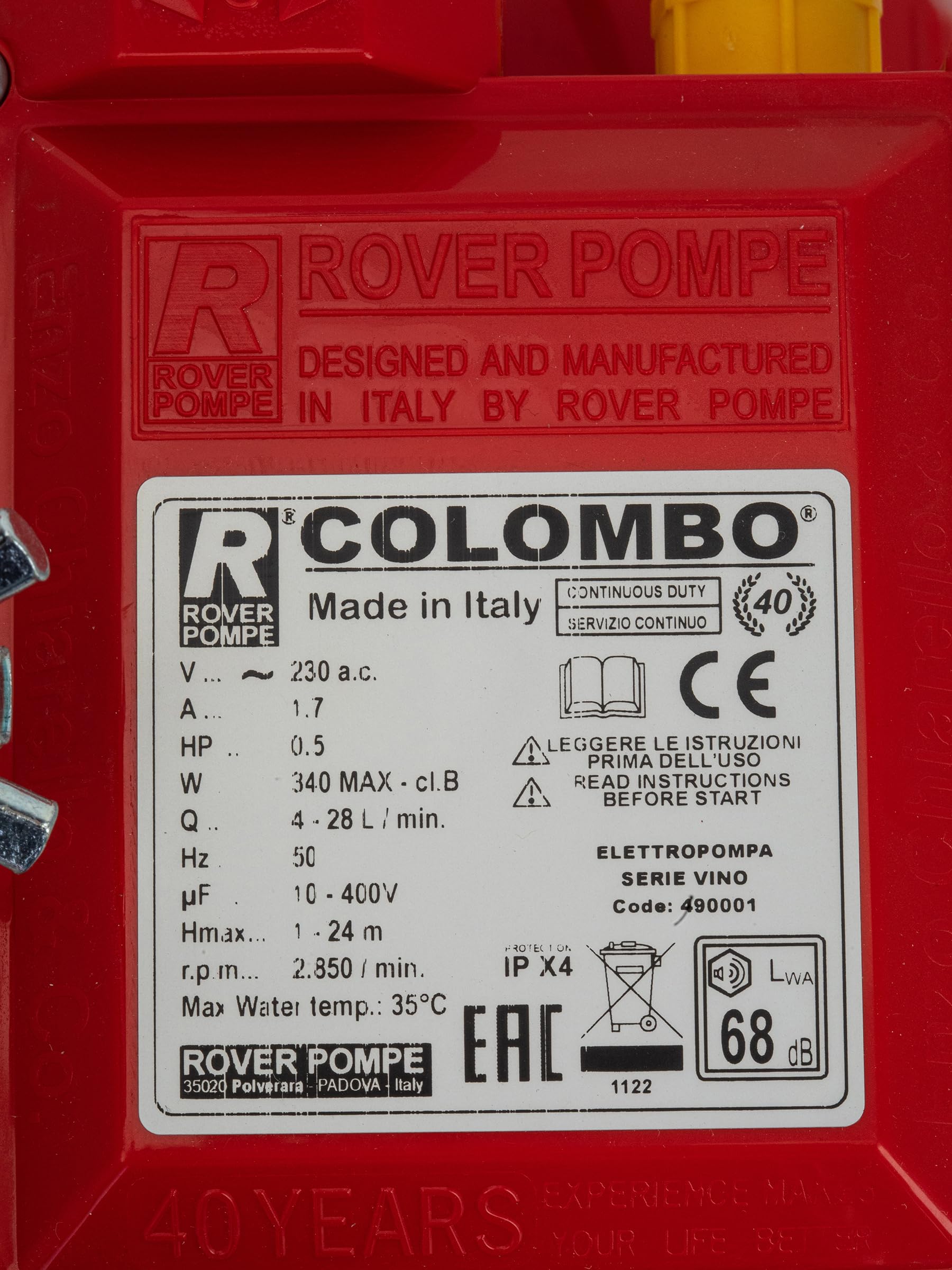 Rover pompe COLOMBO 12 - Filtro bem.20 kit)