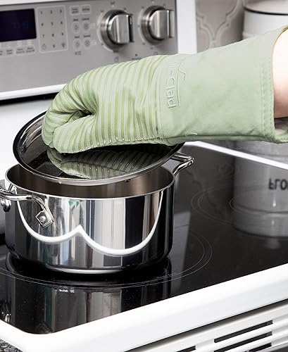Miniatura 2 de Manoplas de horno de silicona totalmente revestidas resistentes al calor hasta 500 grados, 100% algodón y silicona, guante de horno de 14 x 7