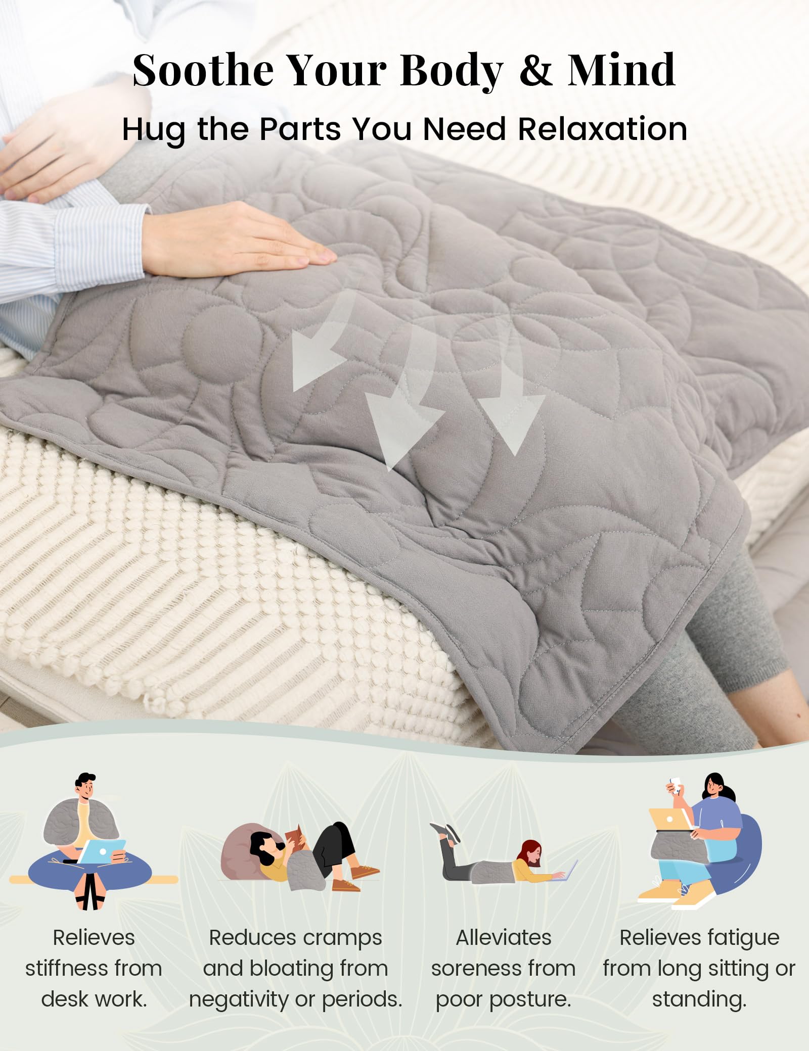 ZonLi Manta de regazo con peso de 5 libras para adultos, algodón pequeño con peso para siestas, dormir y viajar, agradable a la piel y lavable a máquina, 29 x 24 pulgadas, gris claro