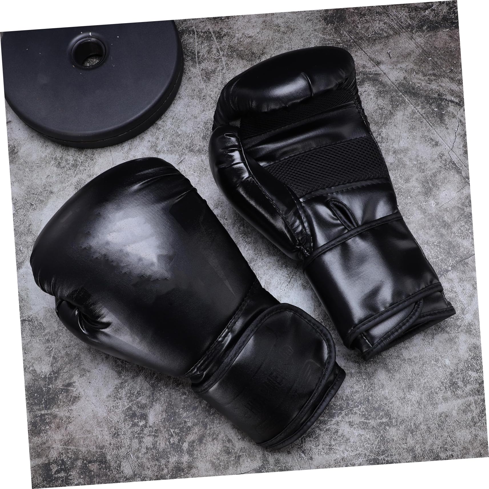 Boxhandschuhe 12 Unzen und Ergonomischem Design aus Schwarzem Pu mit Stabilem Griff für Herren für Boxen und Kickboxtraining