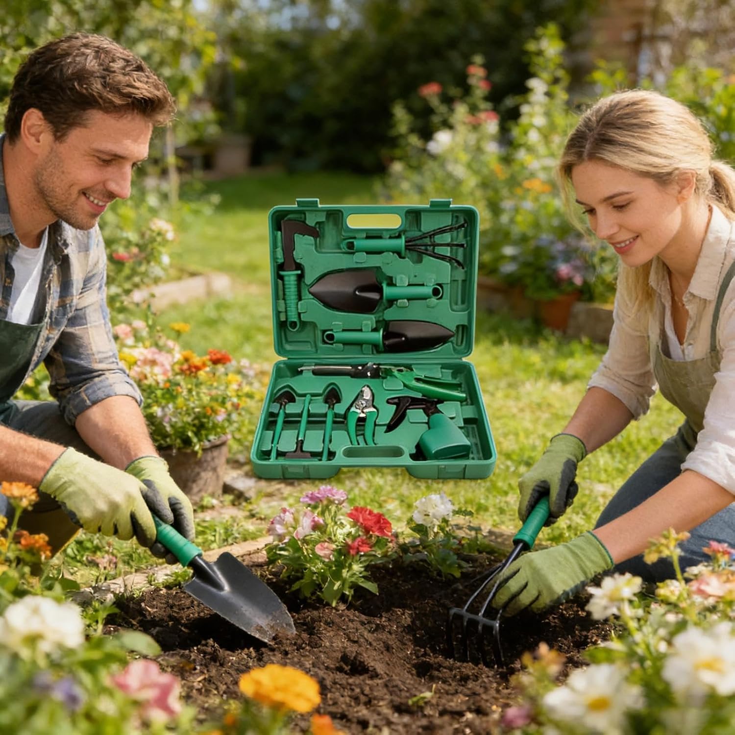 Garden Hand Tools, Ergonomic Grip Set, Planting Aid with Non-Slip Handles, Digging Weeding Tools for Courtyards Balconies Terraces, Manual Gardening Kit with Practical Design, Outdoor Home Use