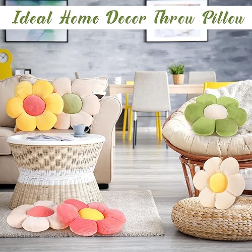 Miniatura 4 de Coume 6 almohadas de suelo de flores, cojines de margaritas de 16 pulgadas, cojines de asiento de flores para la vuelta a la escuela, lectura, aula,