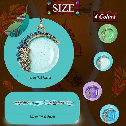 Miniatura 3 de 4 piezas de collar bohemio para mujer, collar de joyería de turquesa con cuentas vintage, collar largo de diamantes de imitación para collar colgante