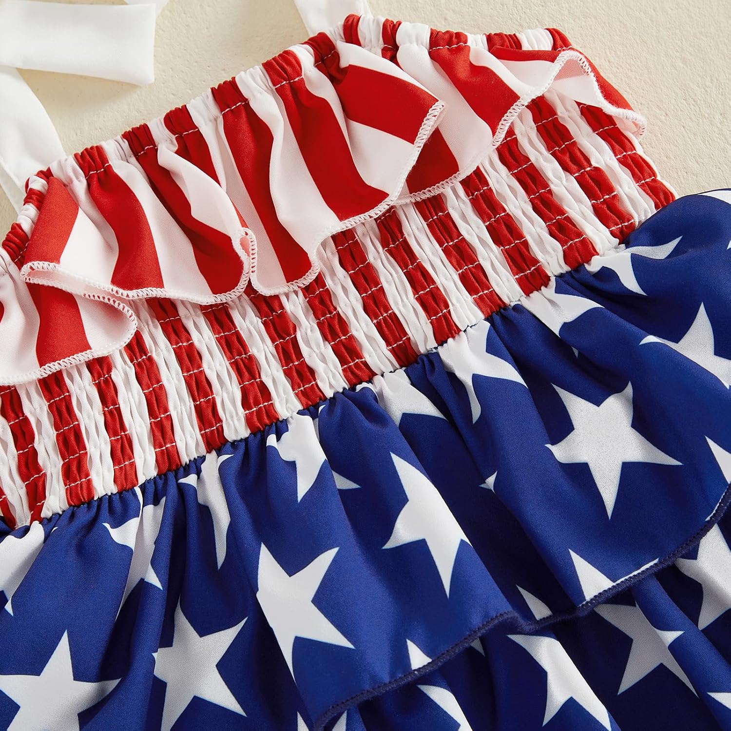 4th of July Toddler Girl Outfit Baby Fourth of July Stars Dress Sleeveless USA Smocked Dresses Girls Summer Clothes
