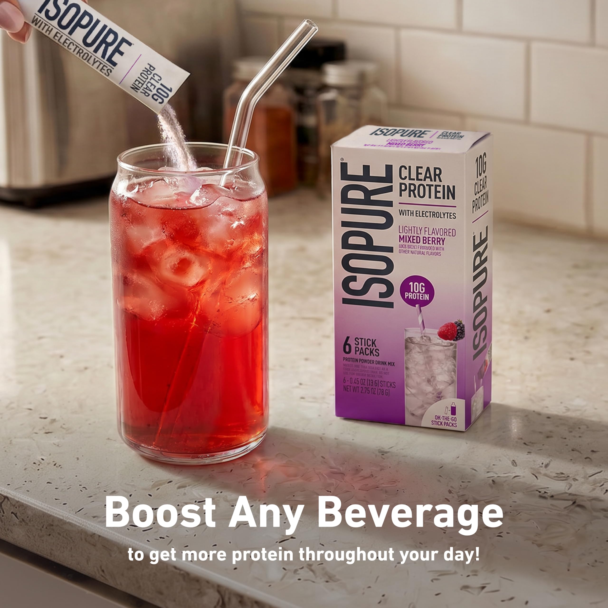 Amazon.com: Isopure Clear Protein Stick Pack, Mixed Berry, 20