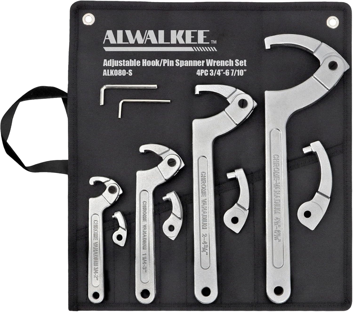 9pcs Pin Spanner Wrench Set, Adjustable Spanner Wrench with Changeable Heads for Coilover Suspension System and Bearings, 3/4" to 6-7/10"