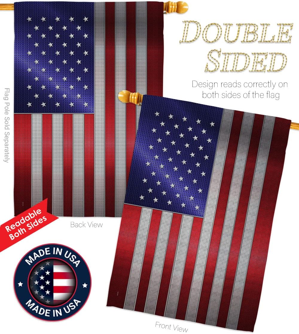 Breeze Decor FK108393-BO Steel of Pride American World Nationality Decorative Vertical Kit, House & Garden Flags Set w/Flagpole, Multi-Color
