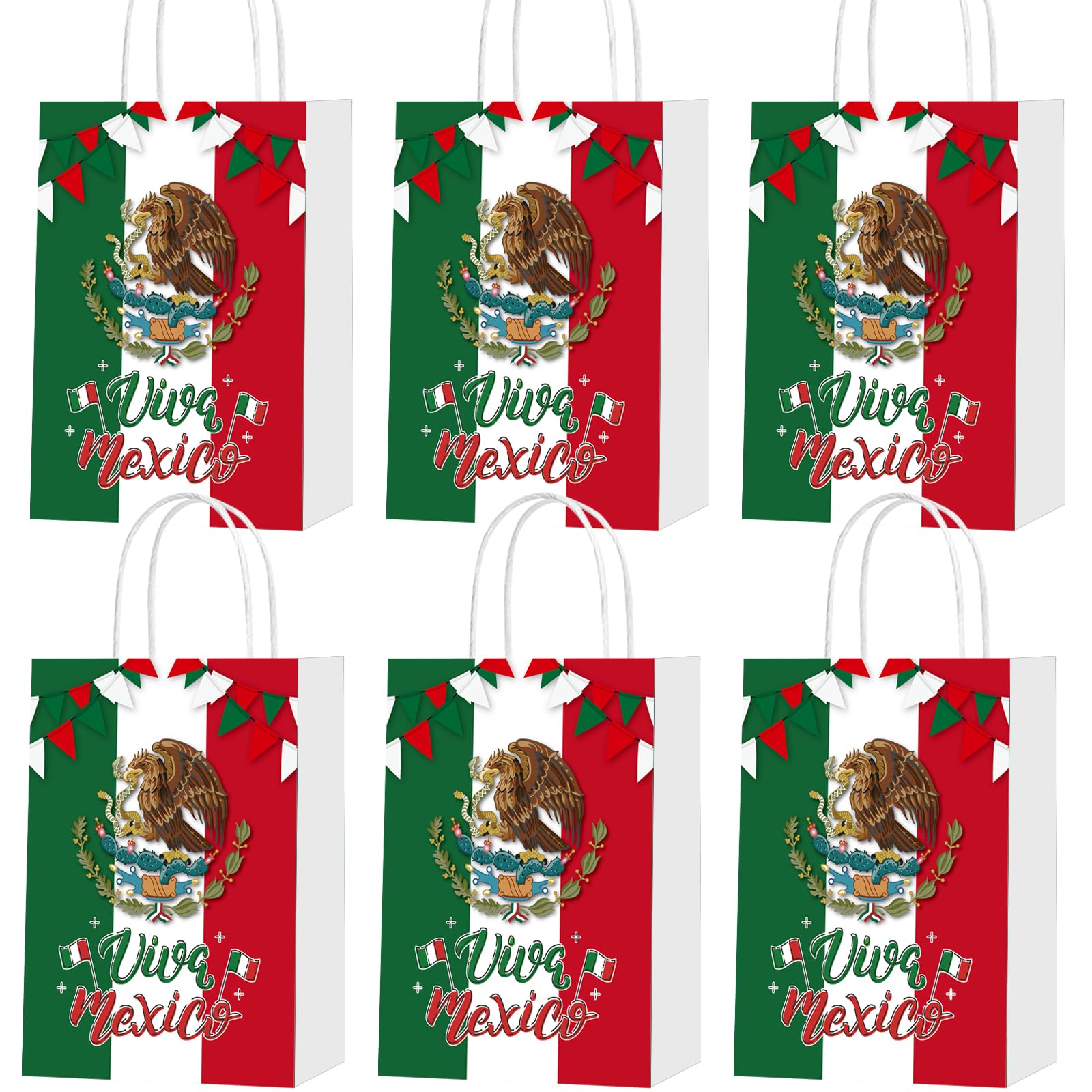 16 Pcs Mexican Independence Day Gift Bags Viva Mexico Party Favor Bags for Mexican Party Decorations