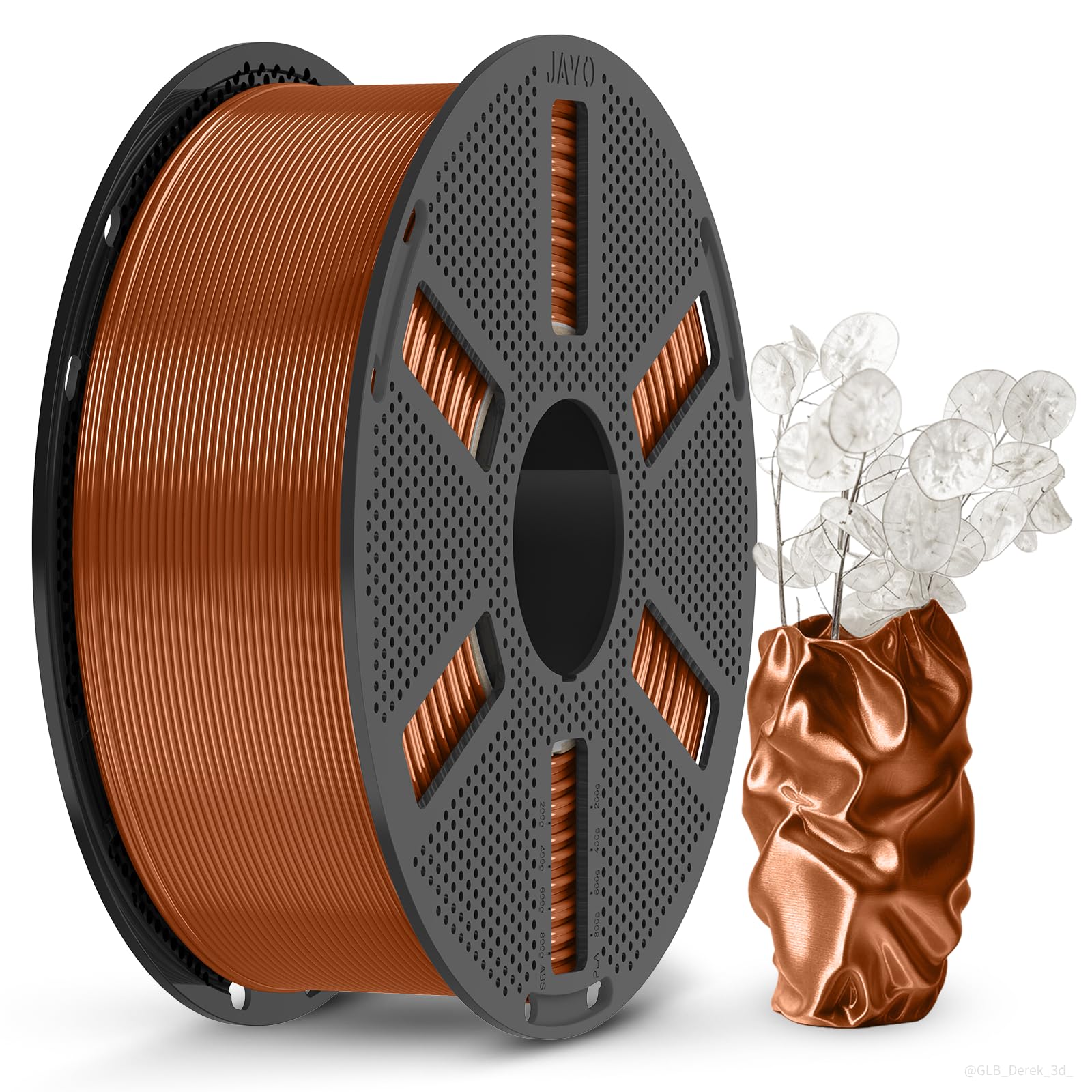 JAYO Silk PLA 3D Printer Filament 1.75mm, 1.1kg, Copper