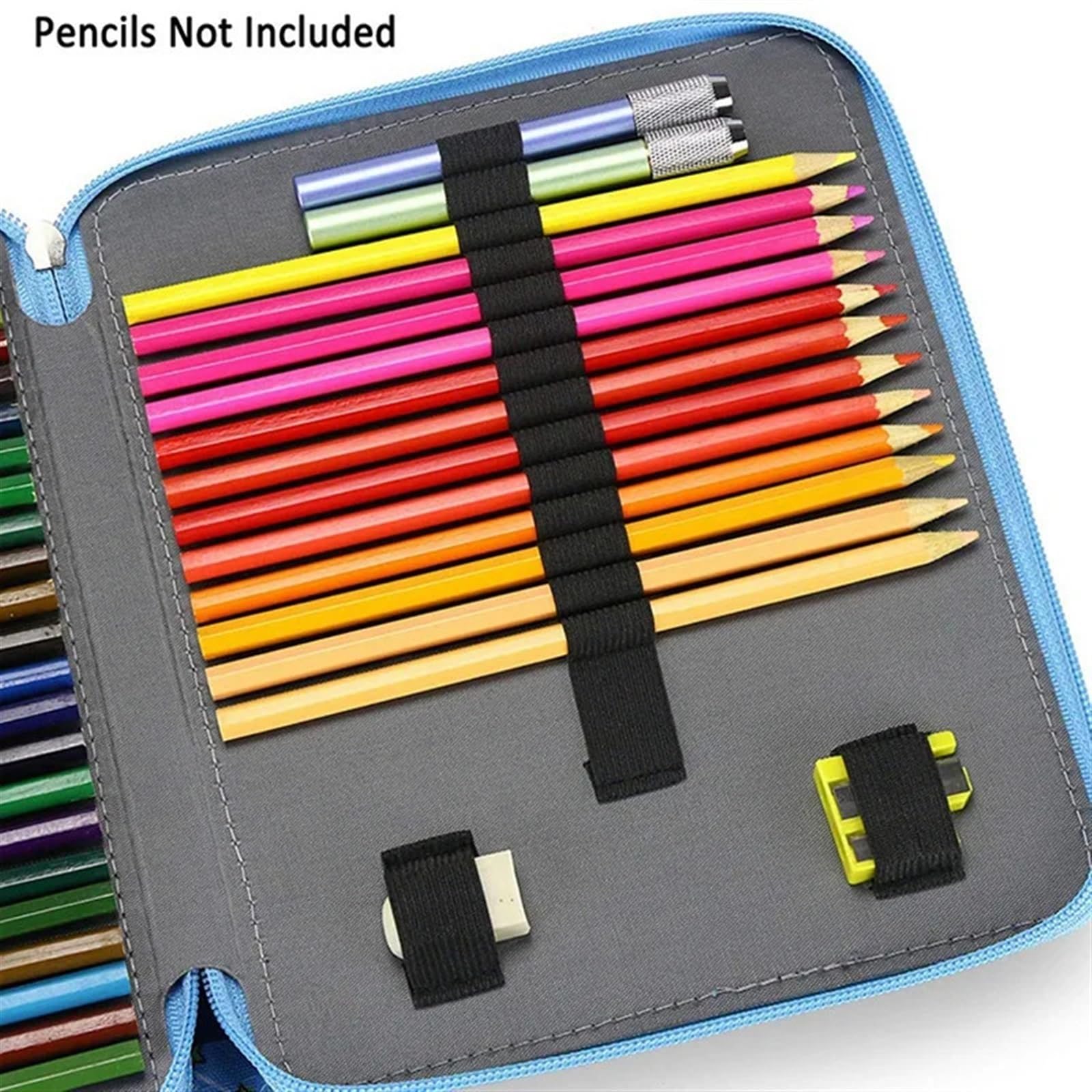 FedermäPpchen Buntstiftetui mit 120 Fächern, Stifteetui aus Oxford-Stoff mit Fächern, Bleistifthalter for Aquarellstifte(Blue)