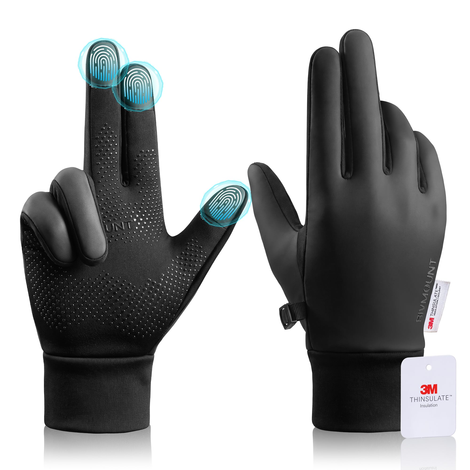 rivmount Winter Gloves Women Men, Cold Weather Touch Screen Liner Glove, Windproof 3-Layers, for Running, Cycling, Biking, Hiking, Driving